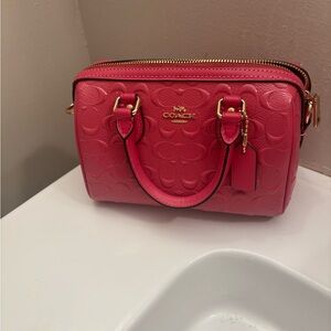 Coach Hot Pink Embossed Mini Satchel